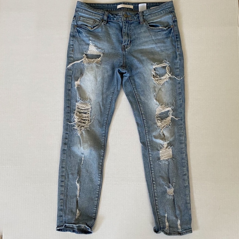 Eunina Low Rise Boyfriend Distressed Jeans